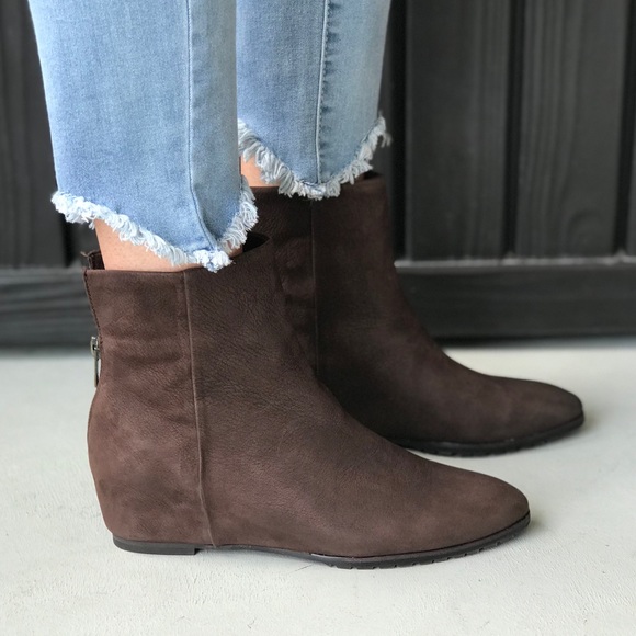Anthropologie Shoes - Brown Distressed Leather Hidden Wedge Short Boot